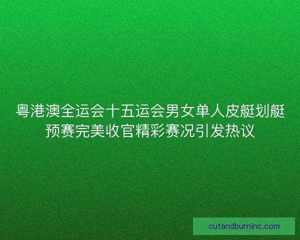 粤港澳全运会十五运会男女单人皮艇划艇预赛完美收官精彩赛况引发热议