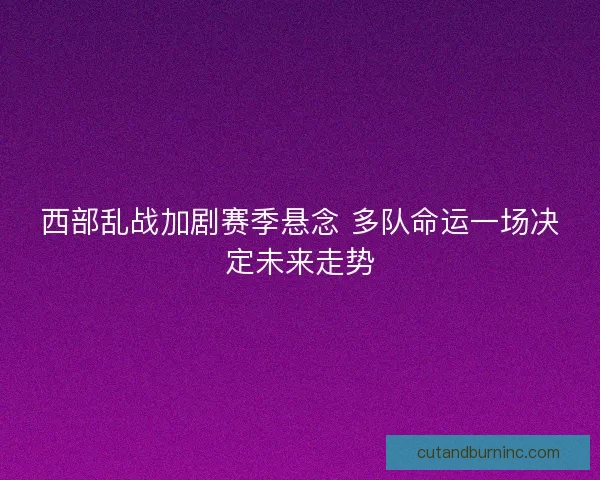 西部乱战加剧赛季悬念 多队命运一场决定未来走势