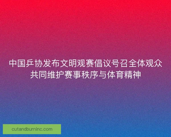 中国乒协发布文明观赛倡议号召全体观众共同维护赛事秩序与体育精神