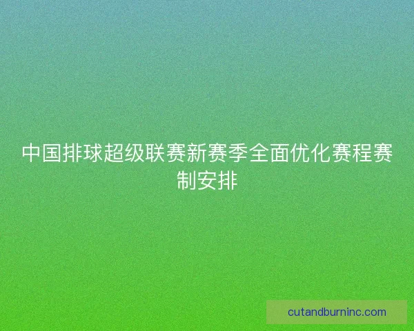 中国排球超级联赛新赛季全面优化赛程赛制安排
