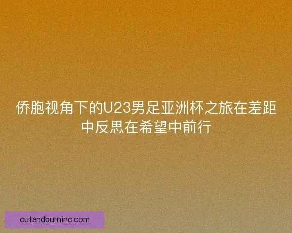 侨胞视角下的U23男足亚洲杯之旅在差距中反思在希望中前行