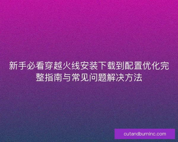 新手必看穿越火线安装下载到配置优化完整指南与常见问题解决方法