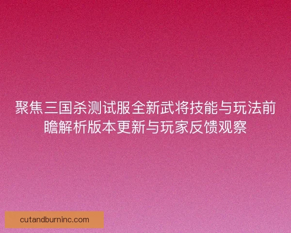 聚焦三国杀测试服全新武将技能与玩法前瞻解析版本更新与玩家反馈观察 聚焦三国杀测试服全新武将技能与玩法前瞻解析版本更新与玩家反馈观察