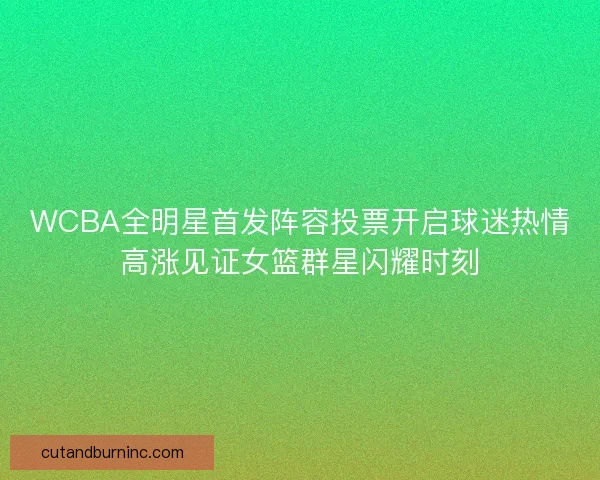 WCBA全明星首发阵容投票开启球迷热情高涨见证女篮群星闪耀时刻 WCBA全明星首发阵容投票开启球迷热情高涨见证女篮群星闪耀时刻