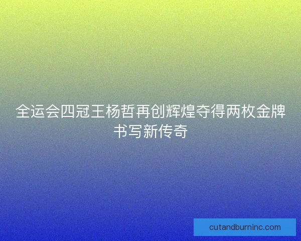 全运会四冠王杨哲再创辉煌夺得两枚金牌书写新传奇